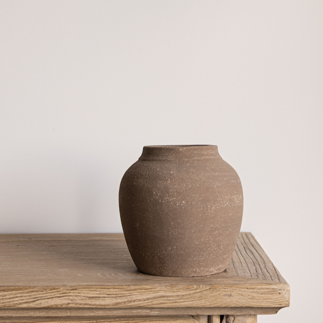 Hugo Grey Wash Round Vase | By Luxe B Co.