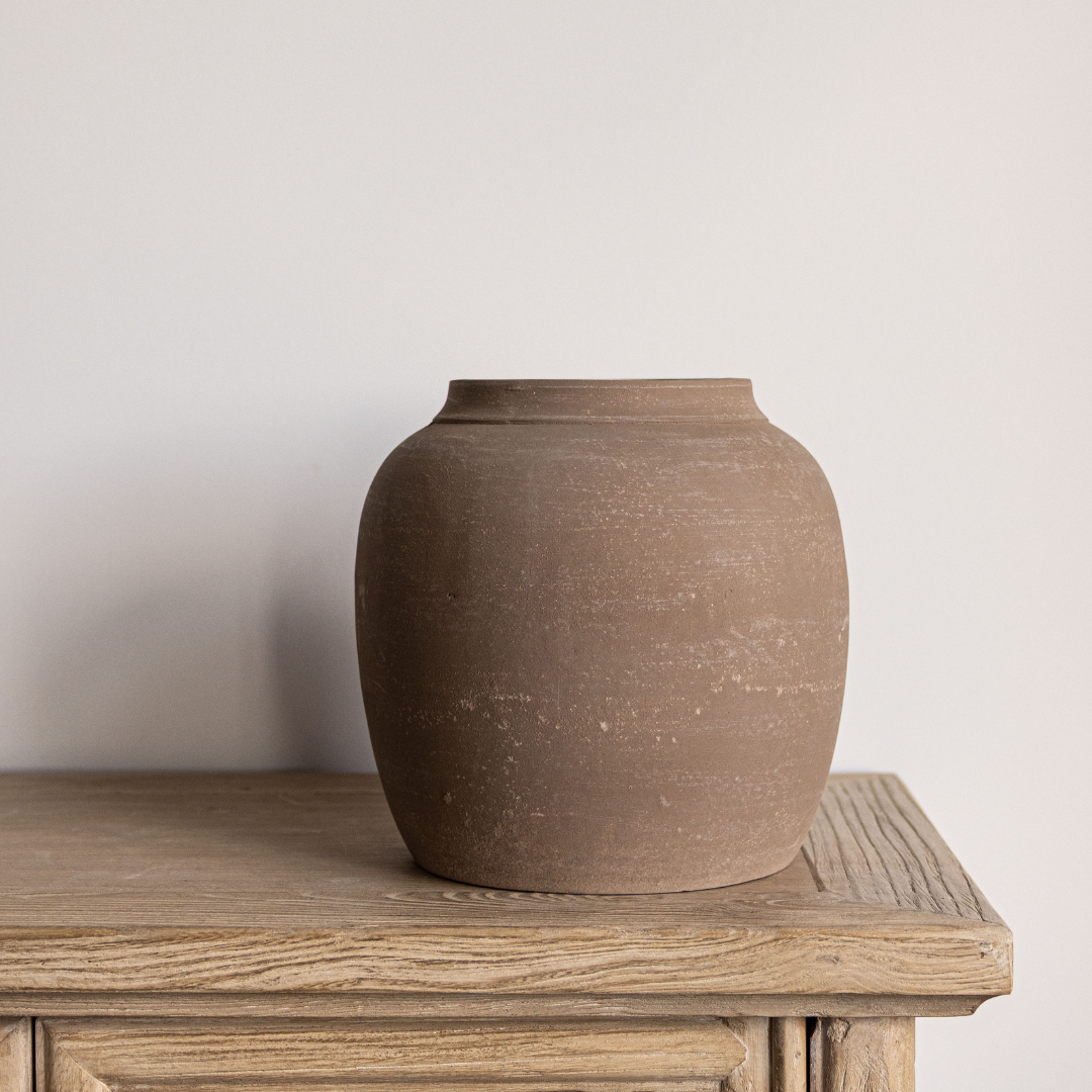 Hugo Grey Wash Round Vase | By Luxe B Co.