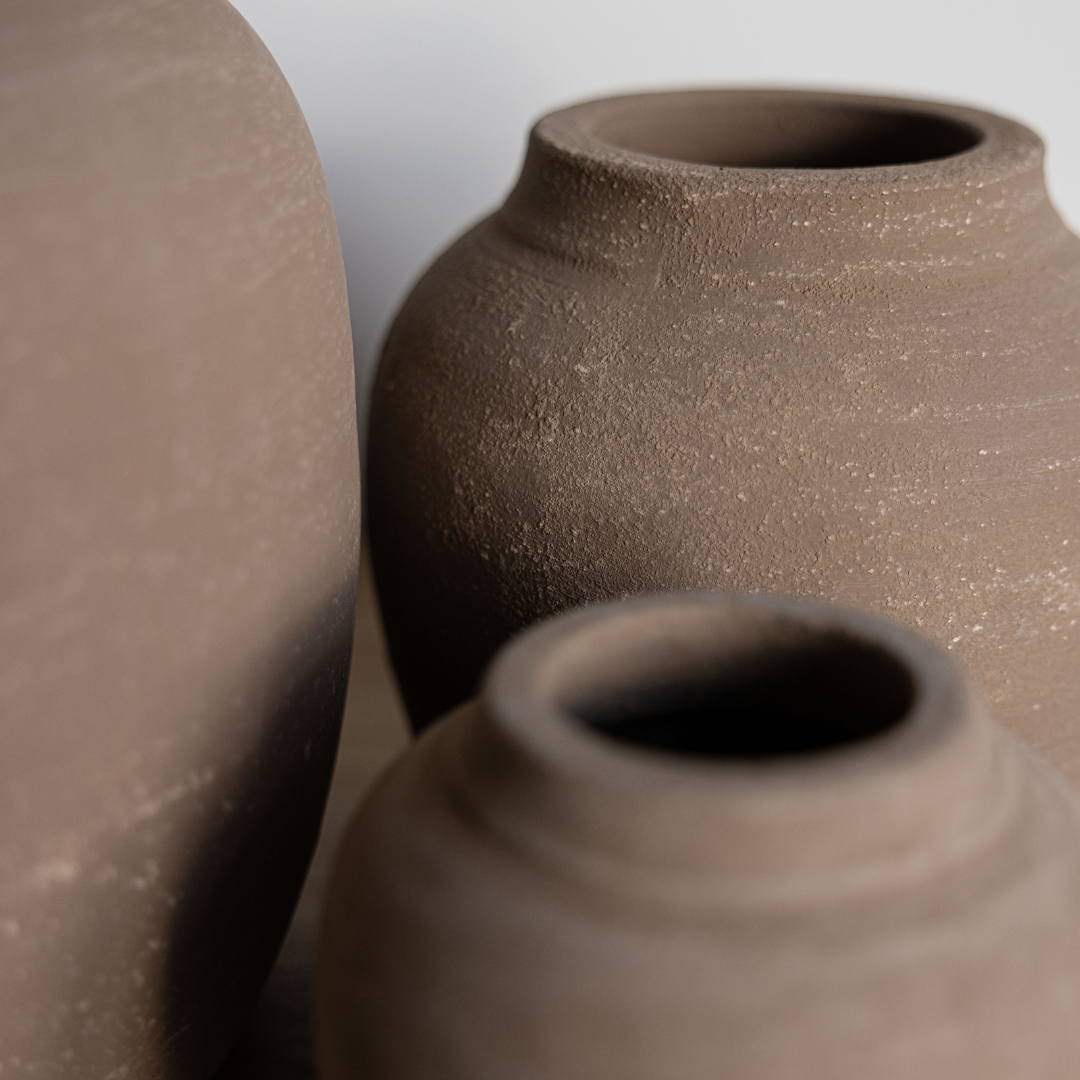 Hugo Grey Wash Round Vase | By Luxe B Co.