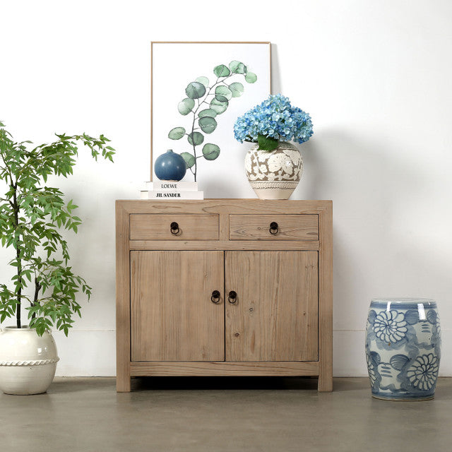 Indio Elm Wood Two Drawer Console Table Grand Natural | By Luxe B Co.