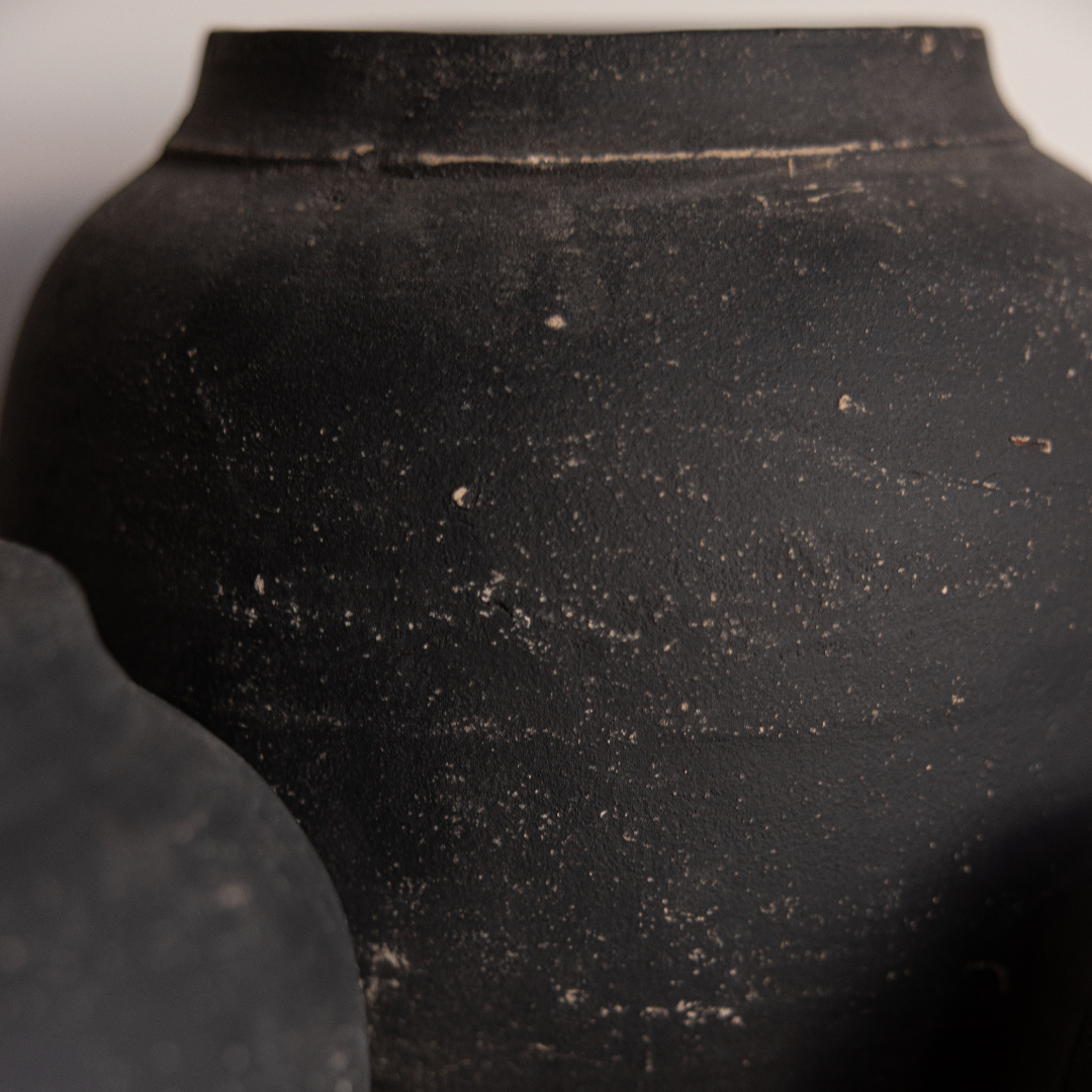 Leon Black Wash Round Vase | By Luxe B Co.
