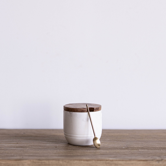 Lidded Marble Salt Cellar & Spoon | Luxe B Co.
