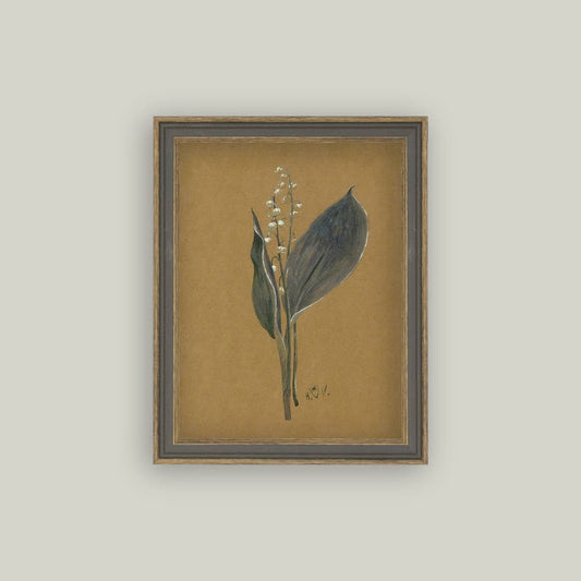 Lily On Brown Framed Antique Art - Luxe B Co