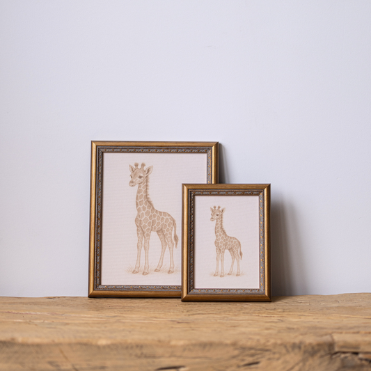 Little Giraffe | Antique Inspired Brass Mould Framed Art By Luxe B Co.
