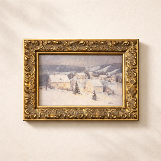 Antique-inspired brass framed art titled Lunar Night, featuring a detailed night sky scene, by Luxe B Co.