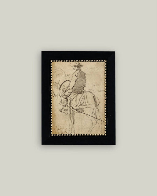Man Riding a Horse Framed Antique Inspired Art | By Luxe B Co.