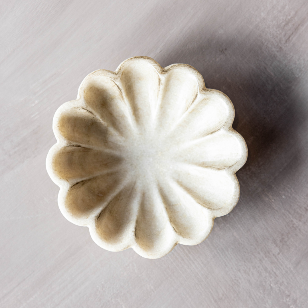 Marble Scalloped Flower Bowl | By Luxe B Co.