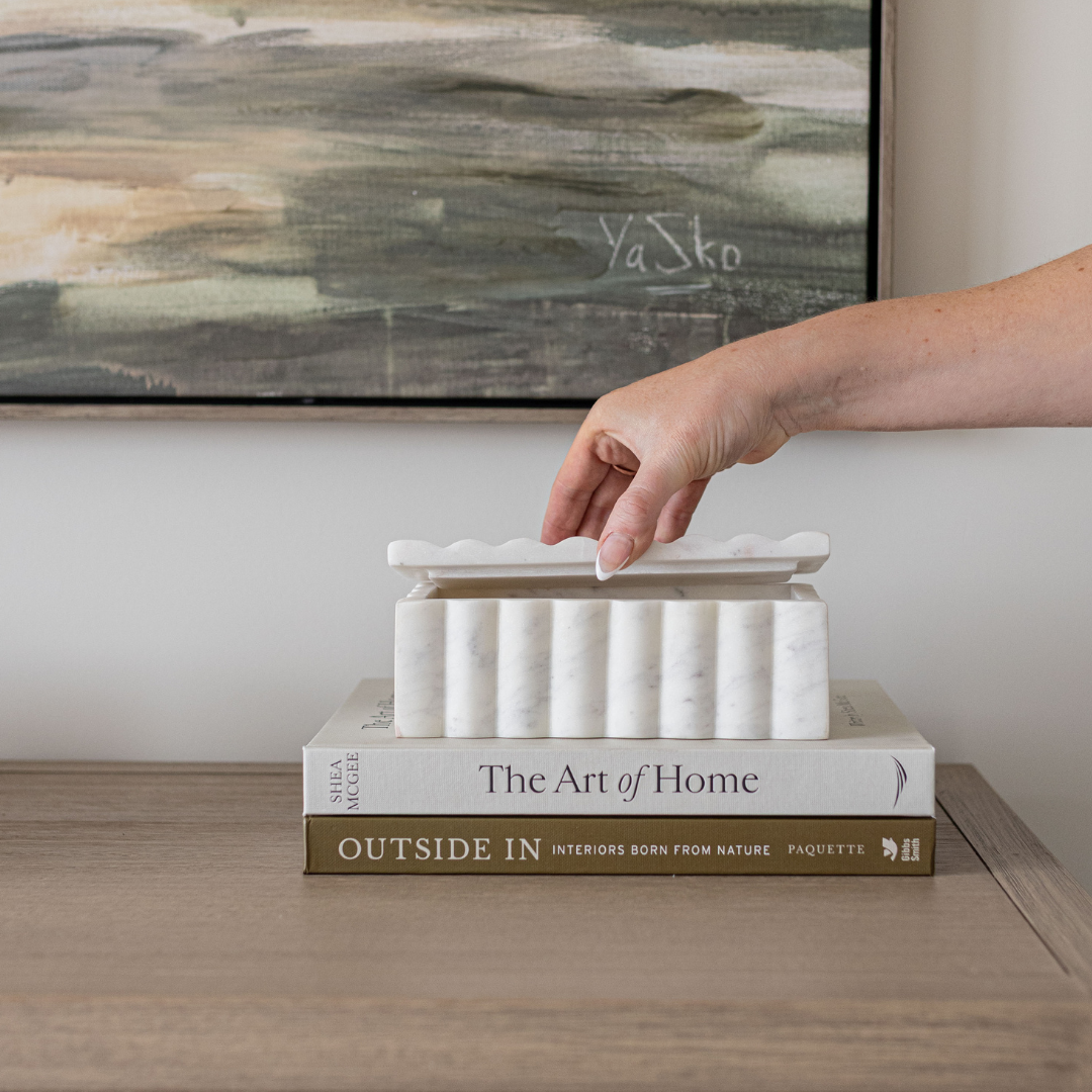 Marble Fluted Decor Box White | By Luxe B Co.