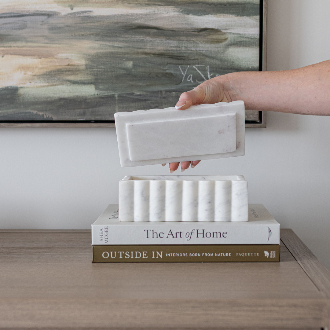 Marble Fluted Decor Box White | By Luxe B Co.