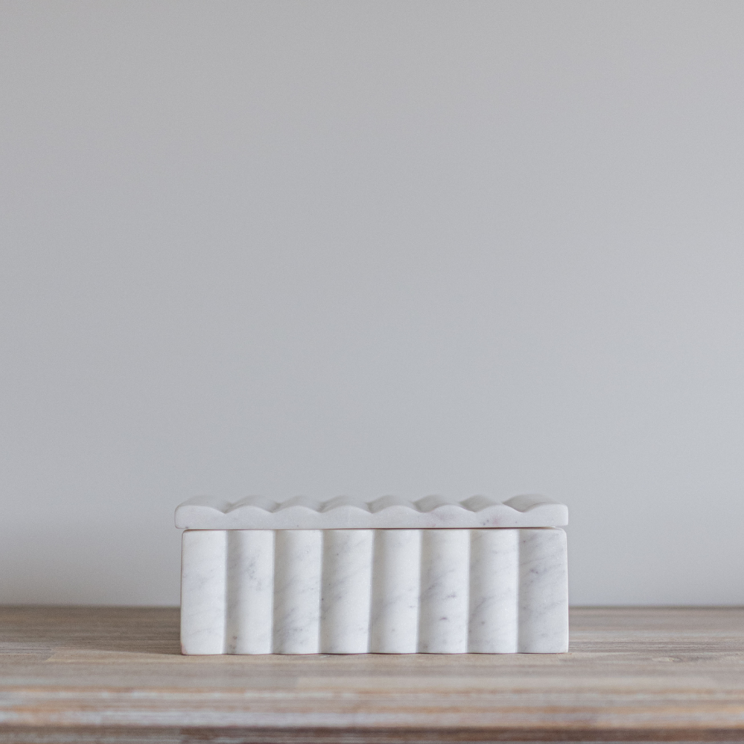 Marble Fluted Decor Box White | By Luxe B Co.
