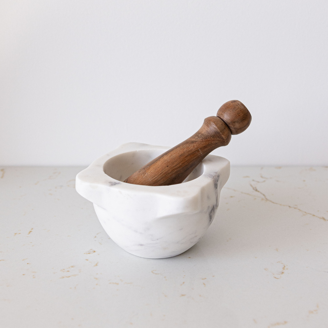 Marble Mortar With Wood Pestle | By Luxe B Co.