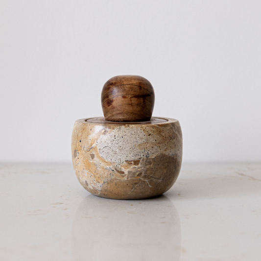 Marble Stash Pot With Wood Lid | By Luxe B Co.