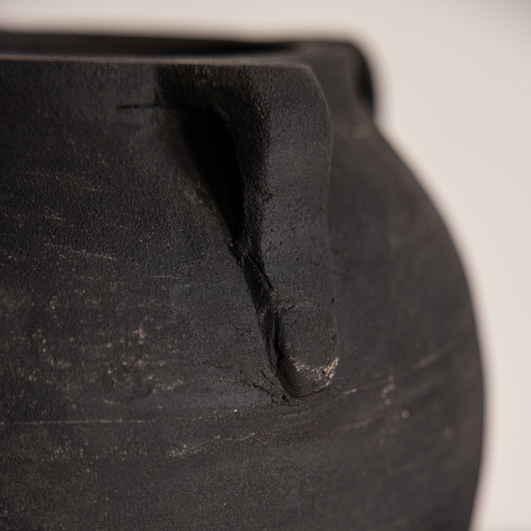 Noir Black Wash Vase With Handles | By Luxe B Co.