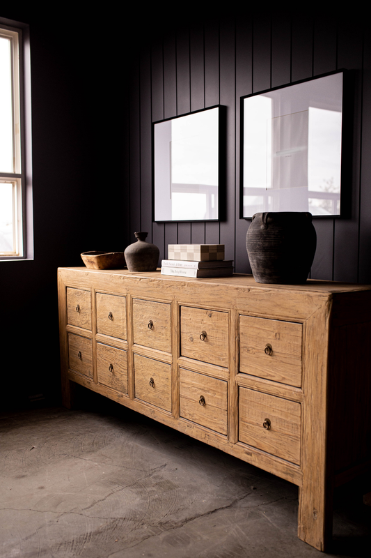 Ojai Reclaimed Elm Wood Ten Drawer Console | By Luxe B Co.