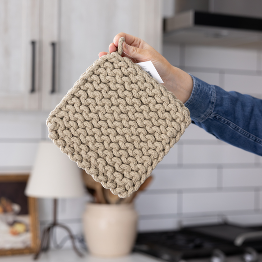 Olive Knitted Pot Holder By Luxe B Co.