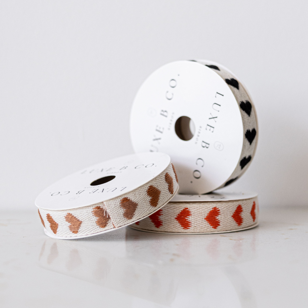 Orange Hearts Woven Ribbon | By Luxe B Co.