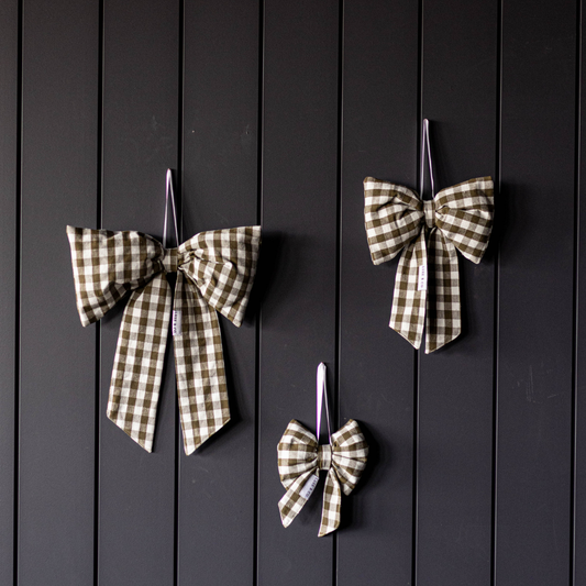 Olive Green Gingham Bows - Luxe B Co