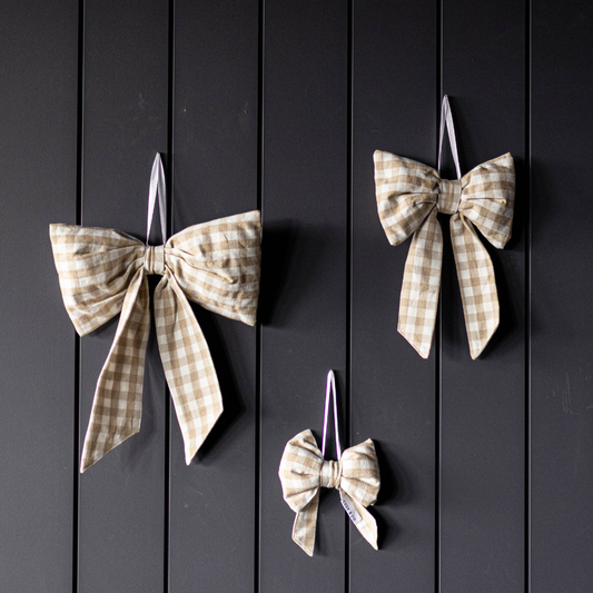 Beige Gingham Bows - Luxe B Co