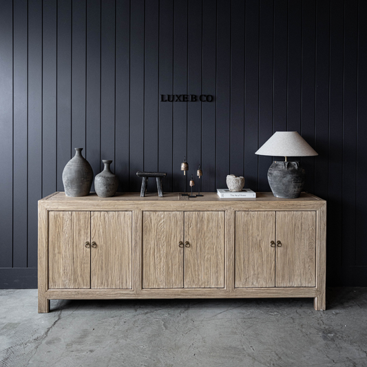 Paso Robles Reclaimed Elm Wood Six Door Console | By Luxe B Co.
