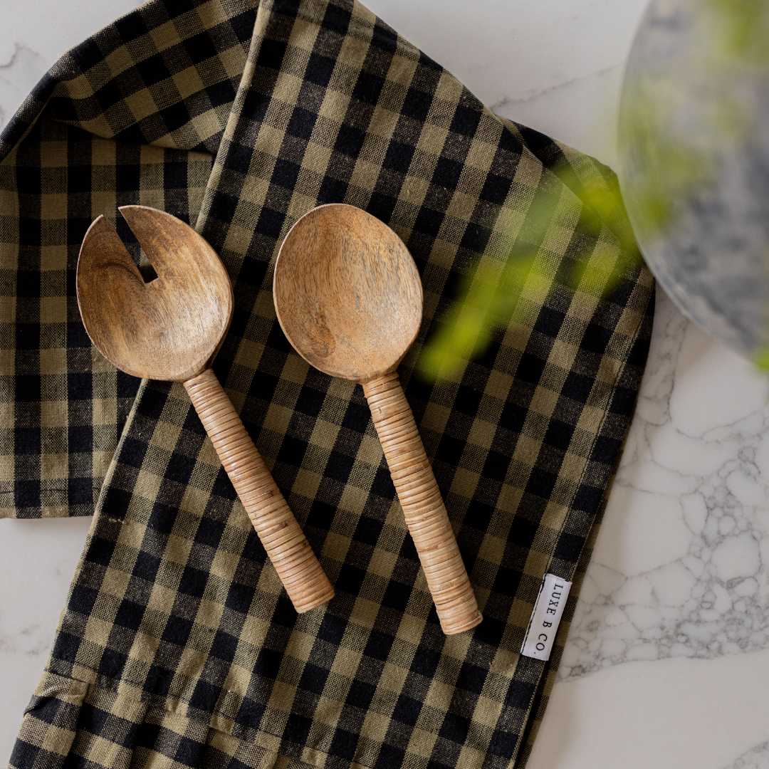 Rattan Salad Server Set | By Luxe B Co.