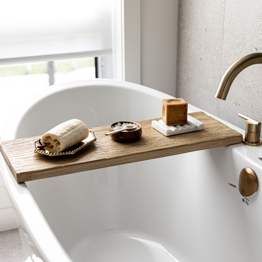 Reclaimed Elm Wood Bathtub Tray | By Luxe B Co.