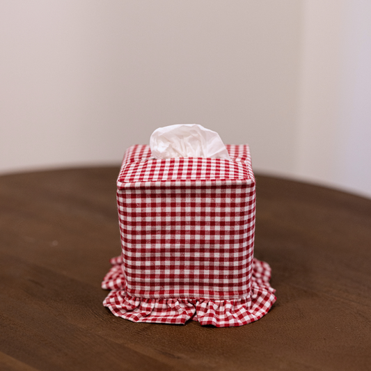 Red Gingham Cotton Tissue Box Cover By Luxe B Co.