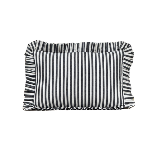 Ruffle Lumbar Pillow Cover Green White Stripes - Luxe B Co