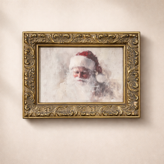 Antique-inspired brass framed art of Saint Nicholas by Luxe B Co, featuring detailed religious iconography in a vintage style.