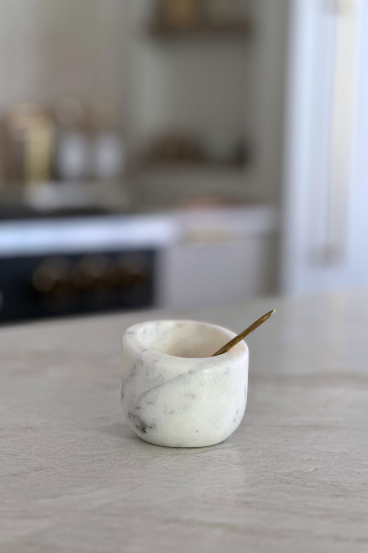 Marble Salt Cellar with Brass Spoon | By Luxe B Co.