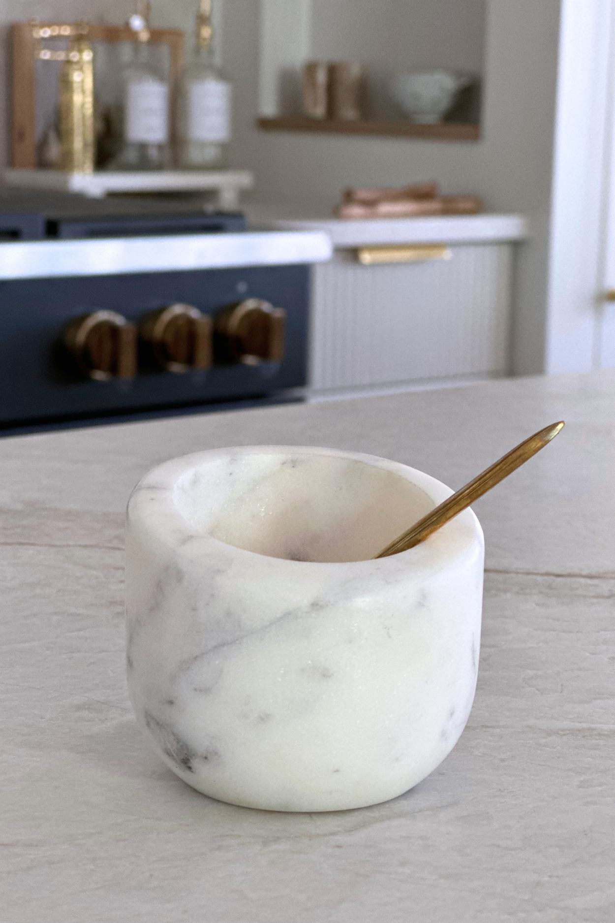 Marble Salt Cellar with Brass Spoon | By Luxe B Co.