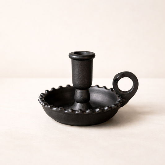 Scalloped Black Iron Candle Holder | By Luxe B Co.