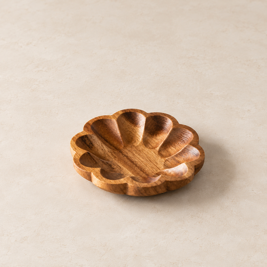 Scalloped Wooden Bowl By Luxe B Co.