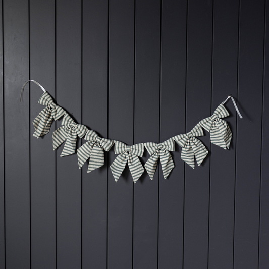 Striped Charcoal Bow Garland | By Luxe B Co.