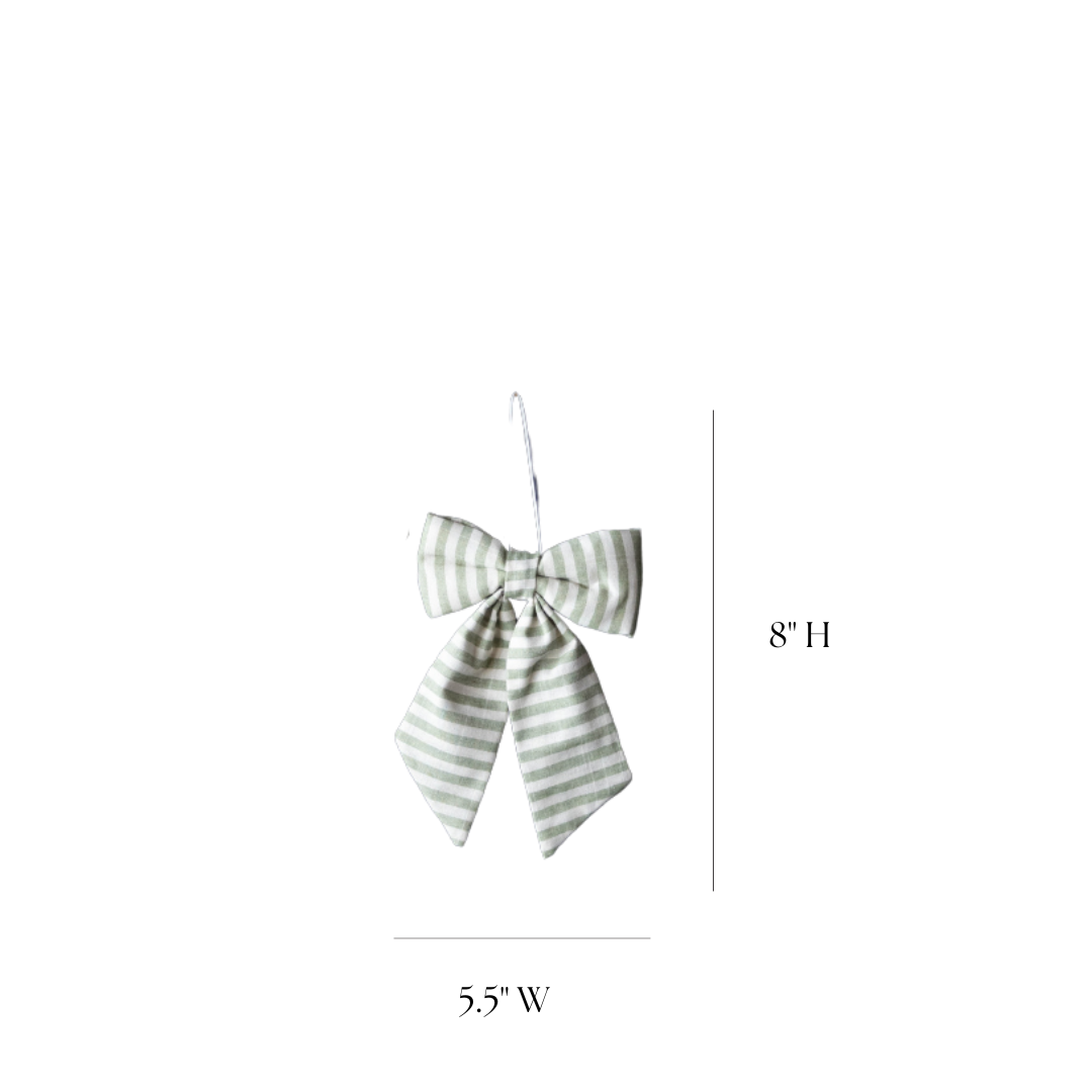 Striped Light Green Fabric Bows | By Luxe B Co.