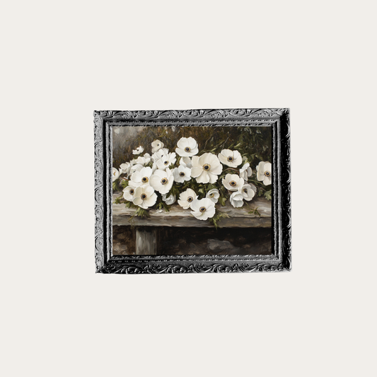 Rustic White Petal Flower Framed Art | By Luxe B Co.