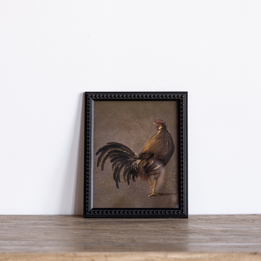 Vintage Rooster Oil Painting Framed Art | By Luxe B Co.