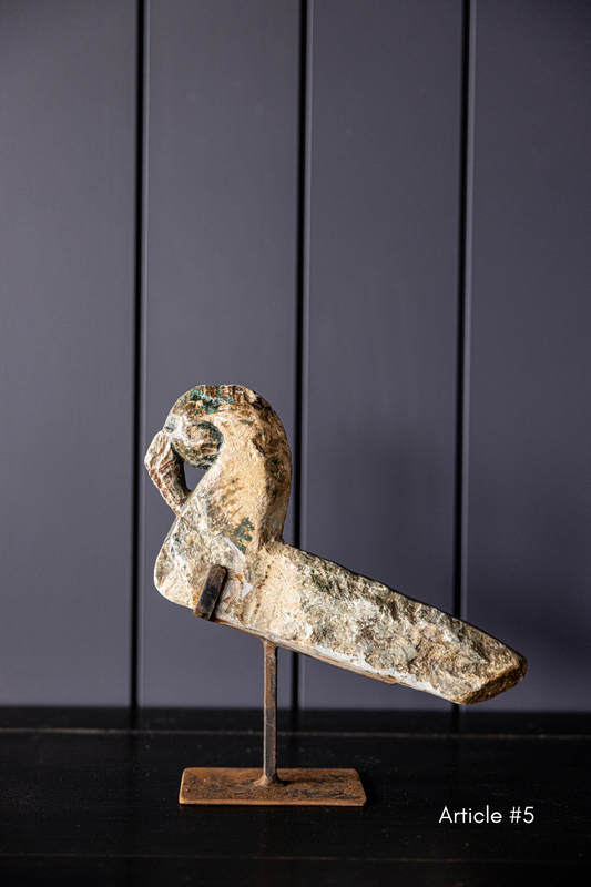 Vintage Stone Peacock W/ Iron Stand | By Luxe B Co.