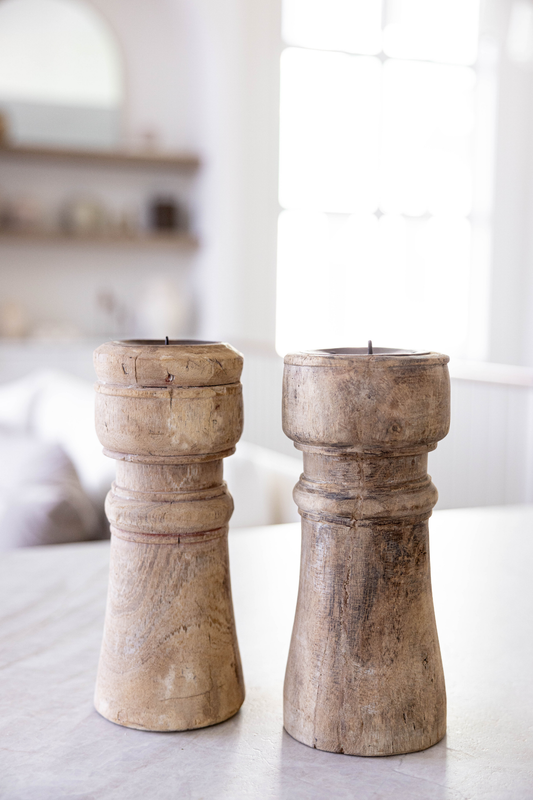 Vintage Wooden Candle Pillar | By Luxe B Co.
