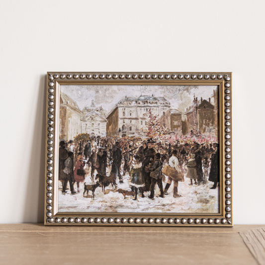 Vintage Oil Painting European Market Framed Art| By Luxe B Co.