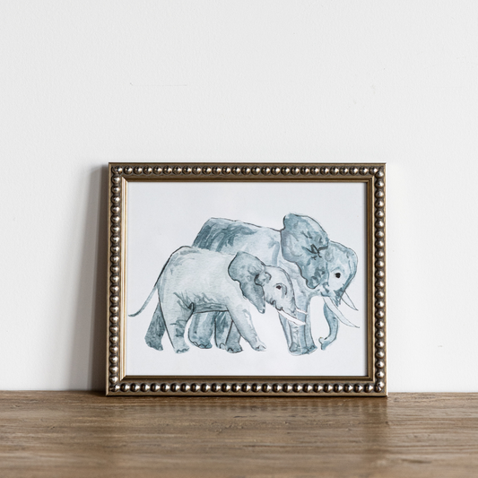 Vintage Watercolor Elephant Framed Art | By Luxe B Co.