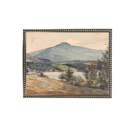 Vintage Watercolor Mountain Landscape Silver Framed Art | By Luxe B Co.
