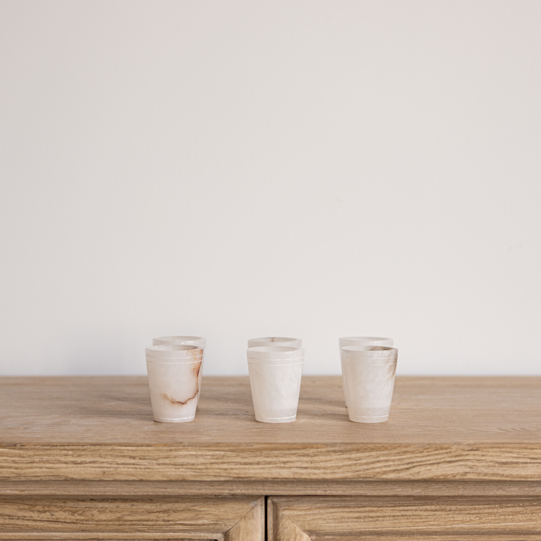White Alabaster Shot Glasses Set | By Luxe B Co.