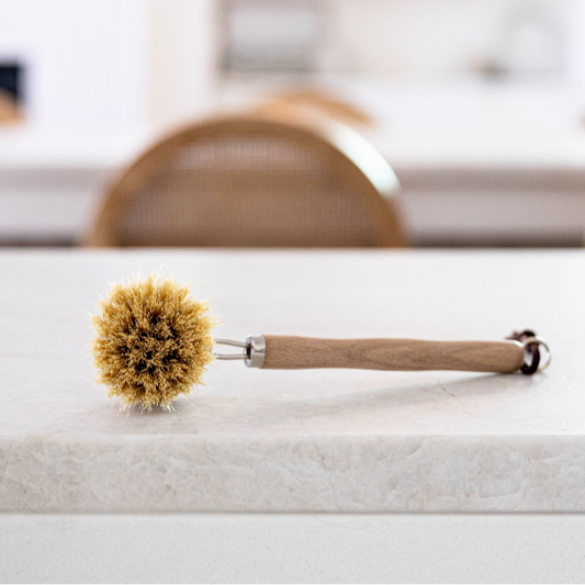 Leather & Wood Dish Soap Brush | By Luxe B Co.