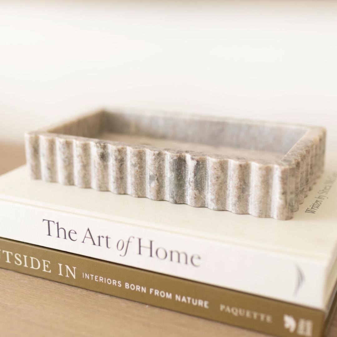 Beige Fluted Marble Bridge Tray - Luxe B Co