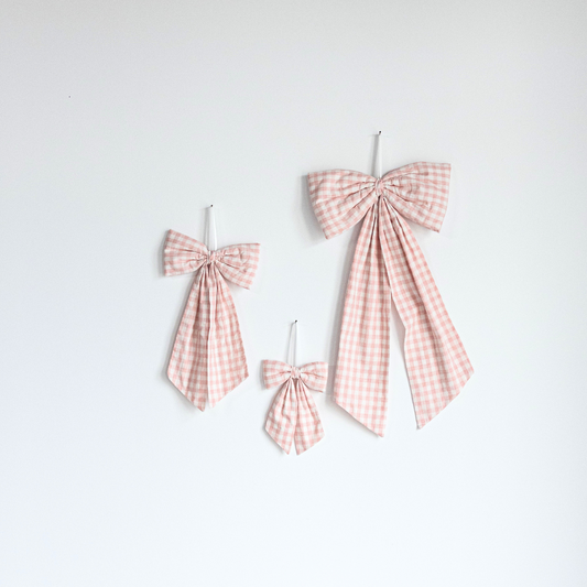 Pink Gingham Fabric Bows - Luxe B Co