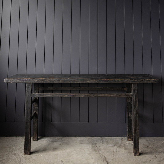 Alameda Black Wash Reclaimed Elm Wood Console Table Grand - Luxe B Co