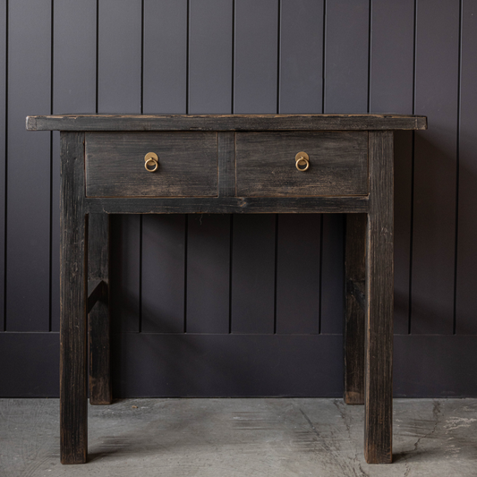 Palmdale Reclaimed Elm Wood 2 Drawer Console Table | By Luxe B Co.
