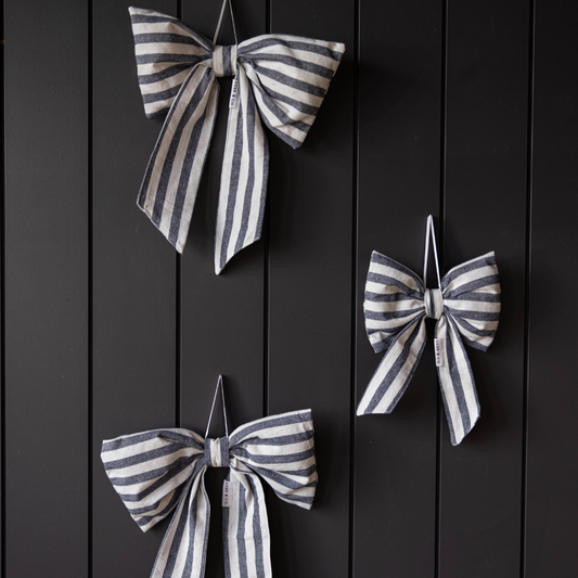 Striped Blue Fabric Bows | By Luxe B Co.