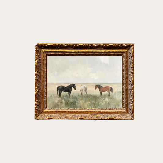 Horse Pasture | French Brass Gold Mould Framed Art - Luxe B Co