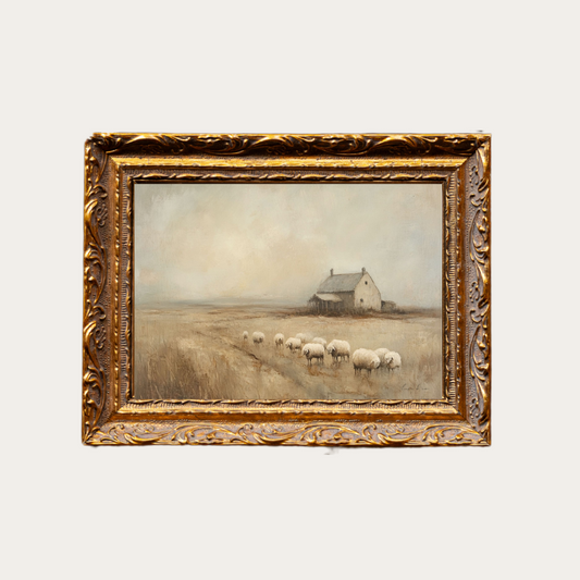Vintage Farmland | French Brass Gold Mould Framed Art - Luxe B Co